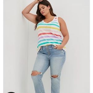 Torrid Pocket Tank Top Rainbow Stripes